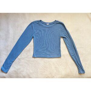 Garage Kimmy Long Sleeve Crewneck Crop Top in Blue | Size S